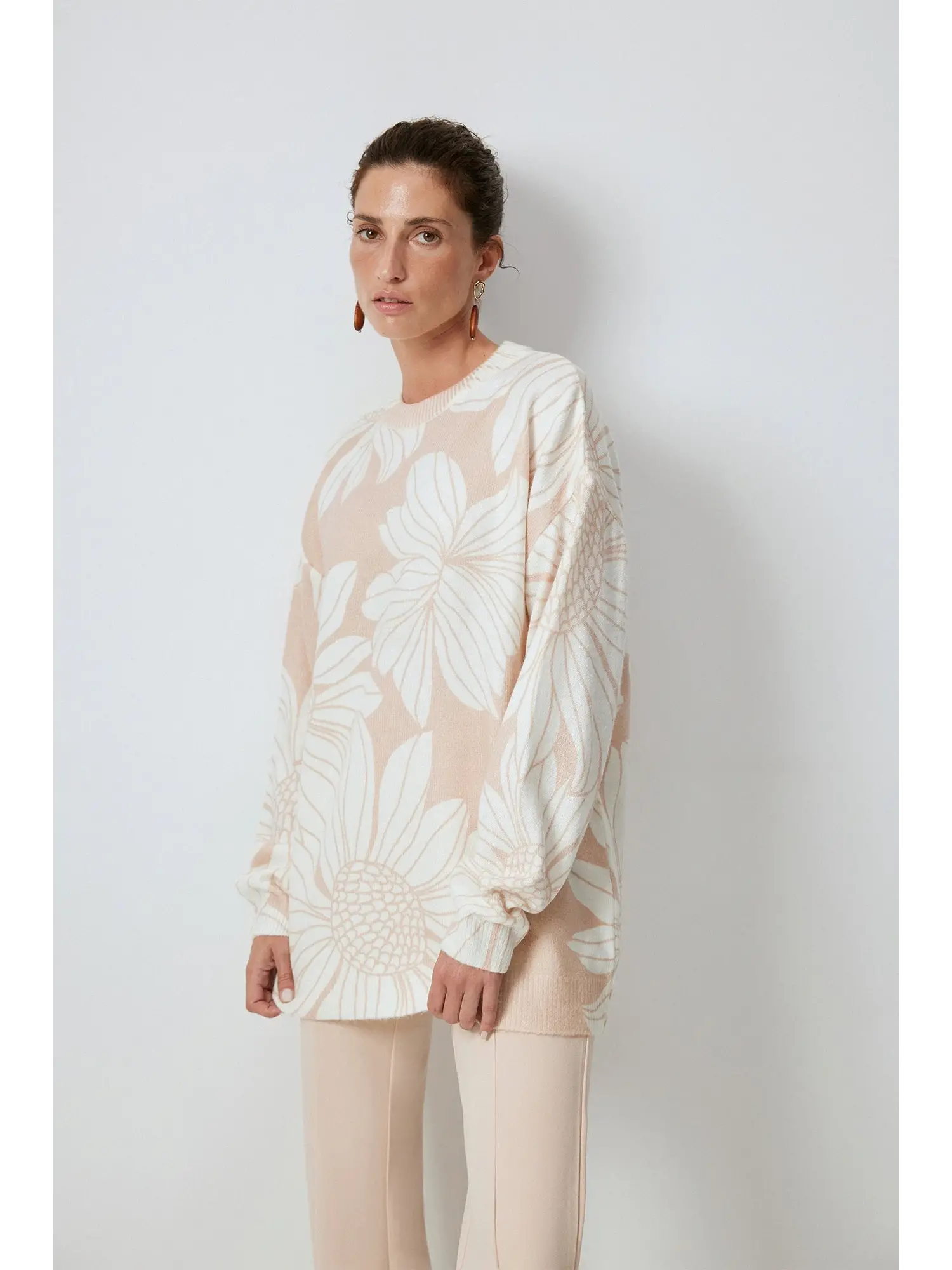 Touche Çiçek Desenli Triko Kazak 24F1XD051