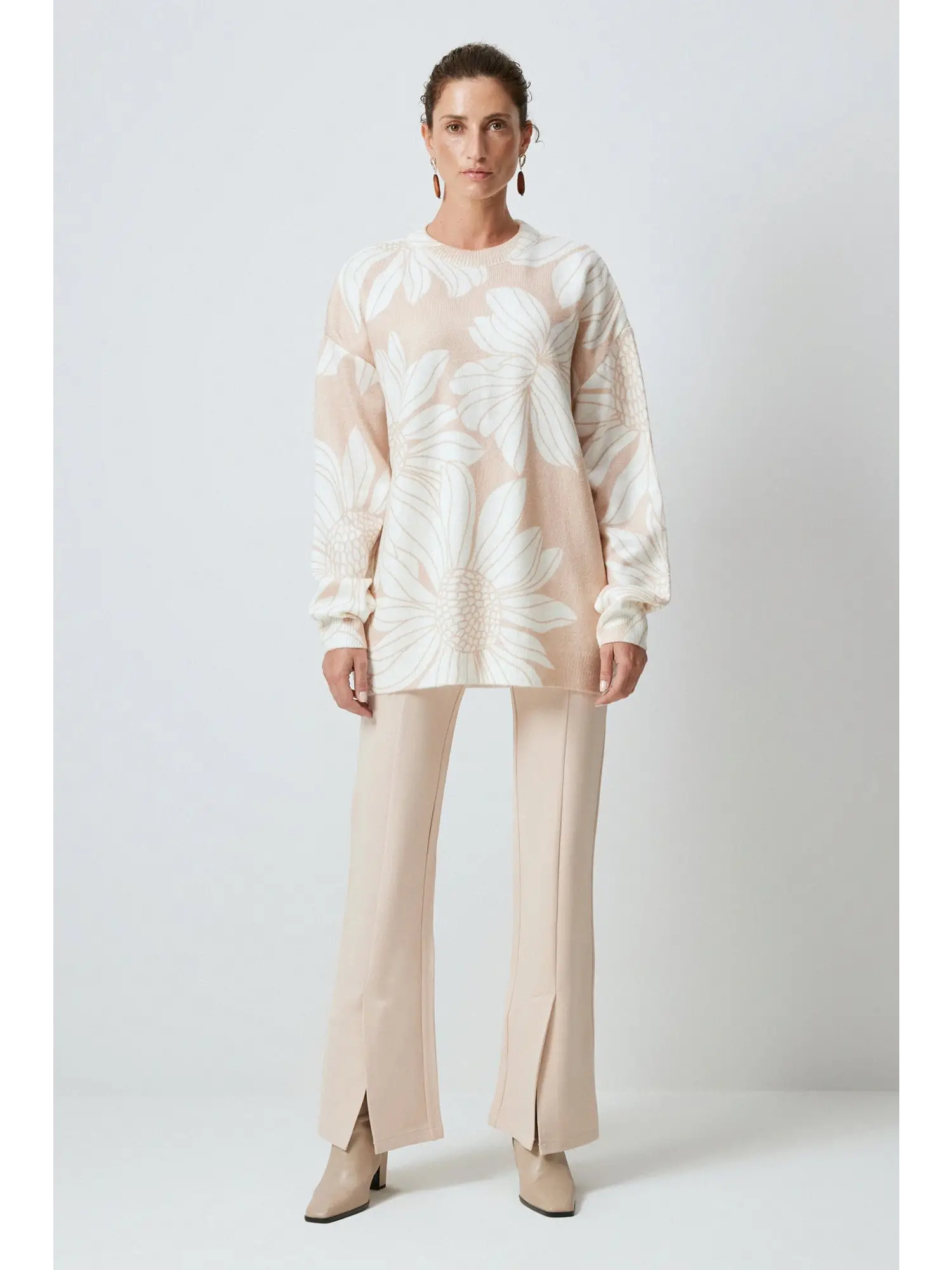 Touche Çiçek Desenli Triko Kazak 24F1XD051