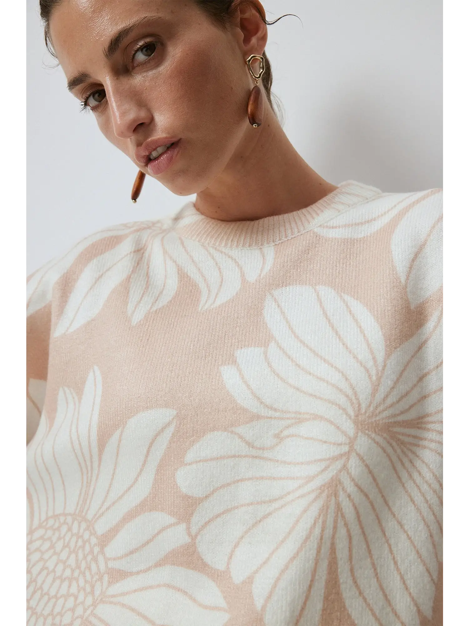 Touche Çiçek Desenli Triko Kazak 24F1XD051