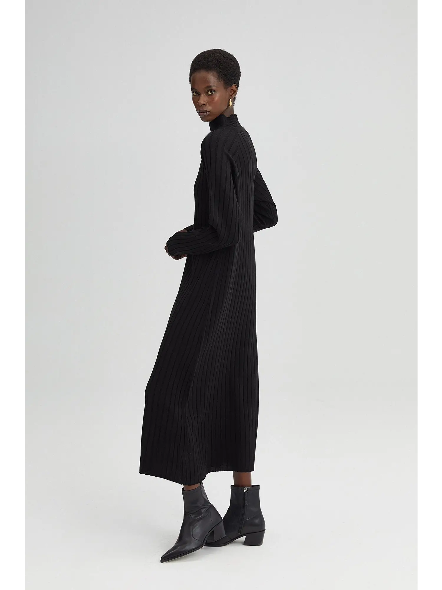 Touche Fitilli Dik Yaka Triko Elbise 23F1XD80