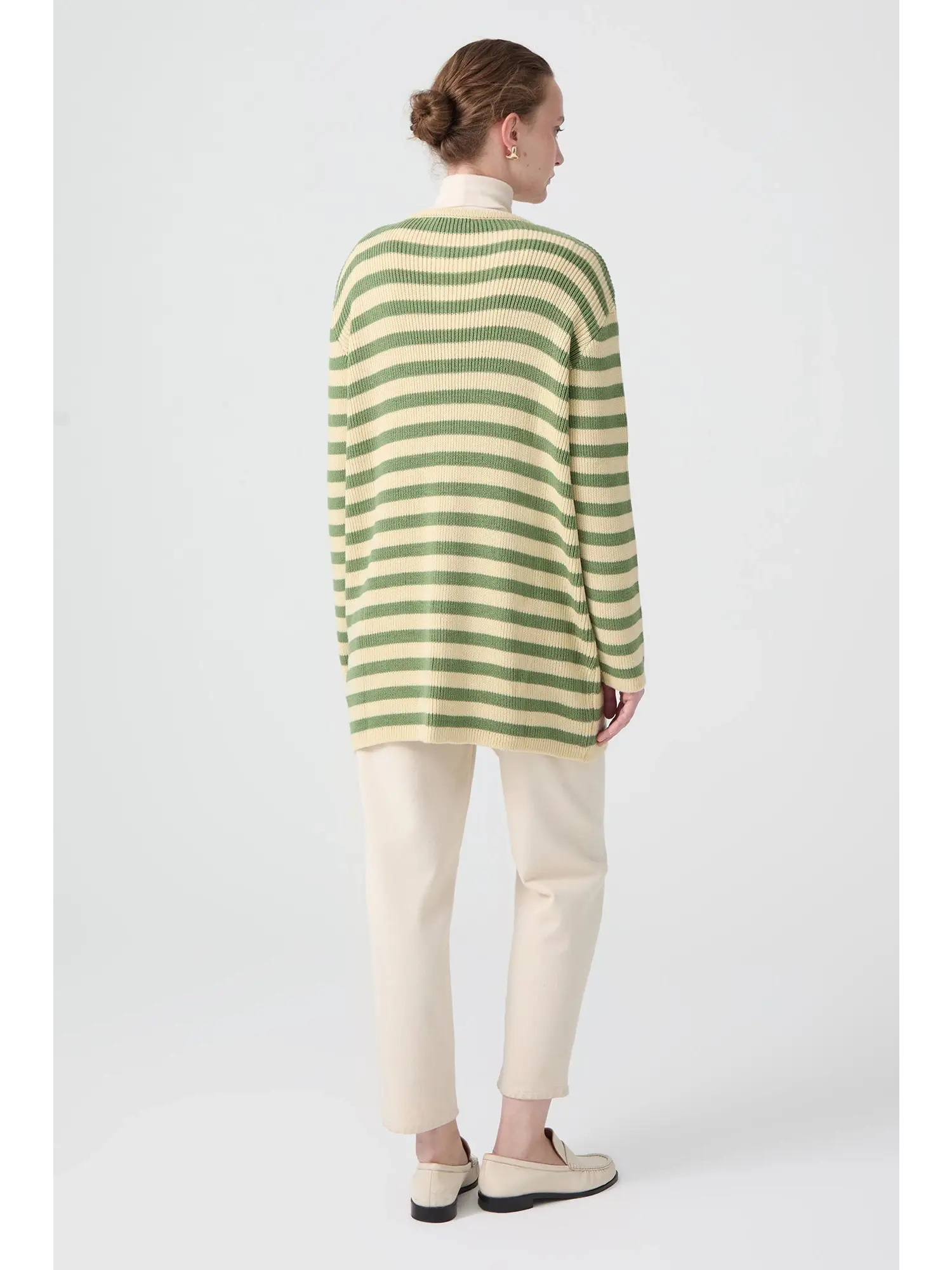 Touche Gold Düğmeli Çizgili Uzun Hırka 23F1XD166