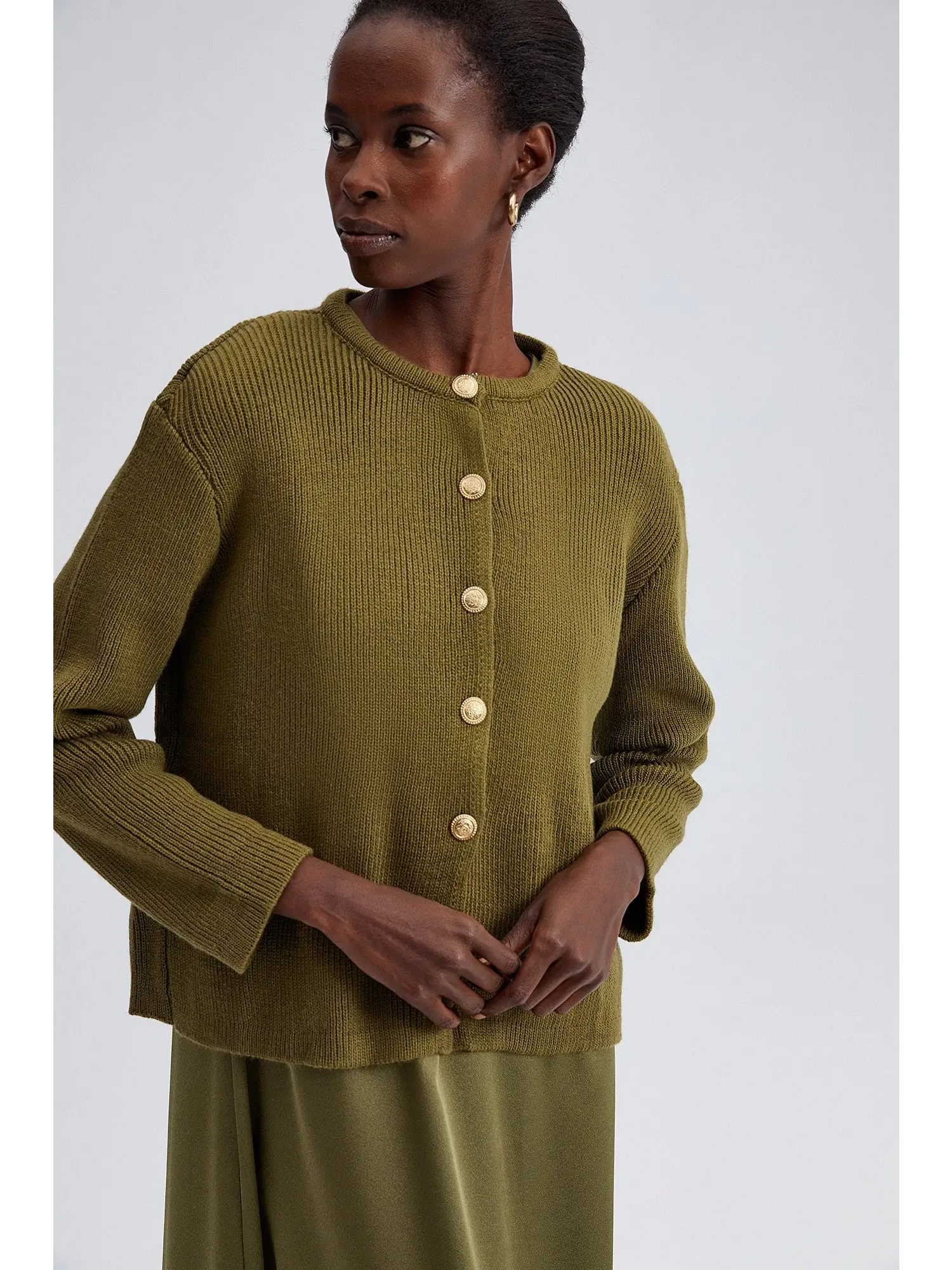 Touche Gold Düğmeli Kısa Triko Hırka 23F1R0059