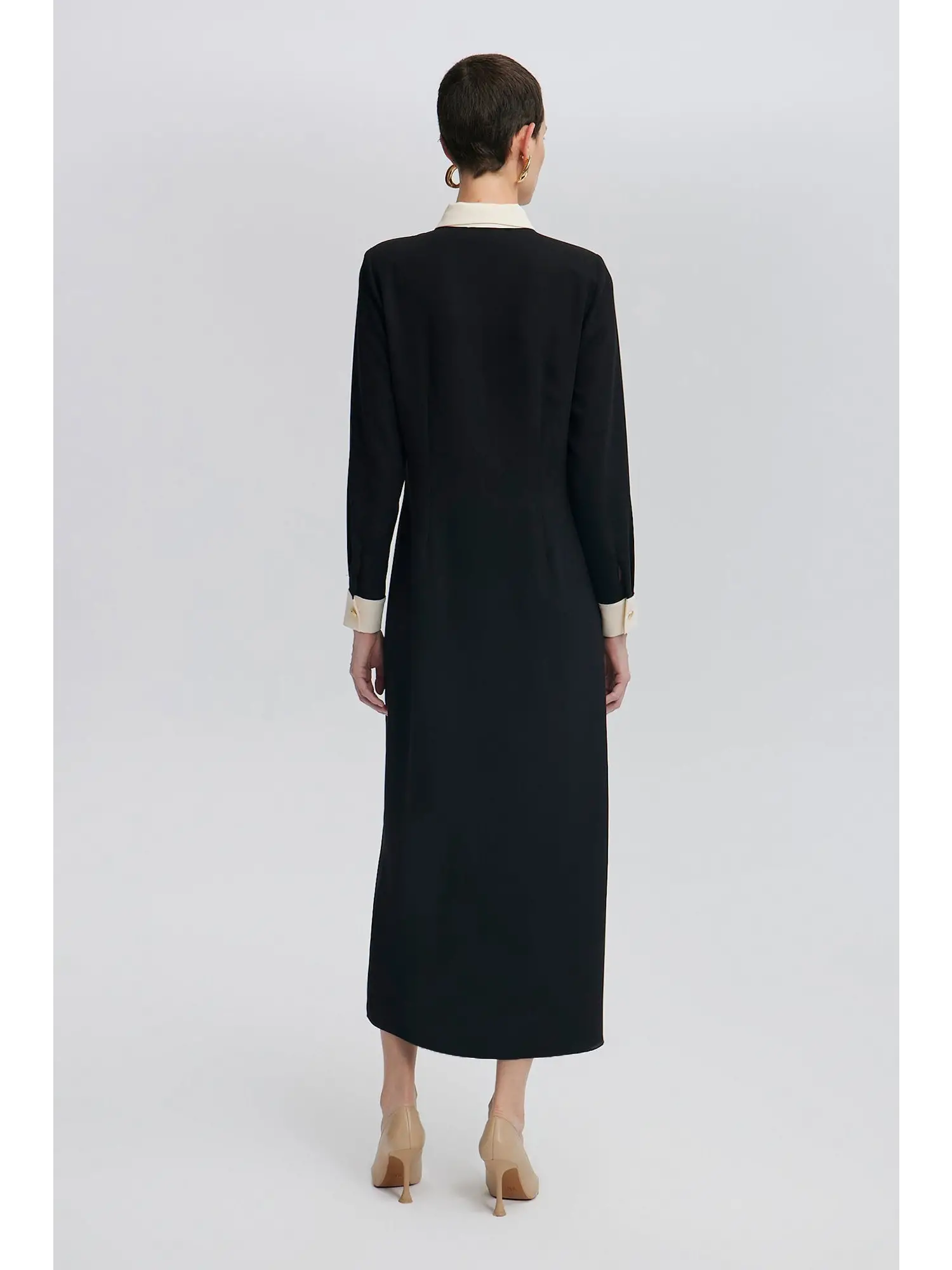 Touche Gold Düğmeli Krep Elbise 24F1T0021