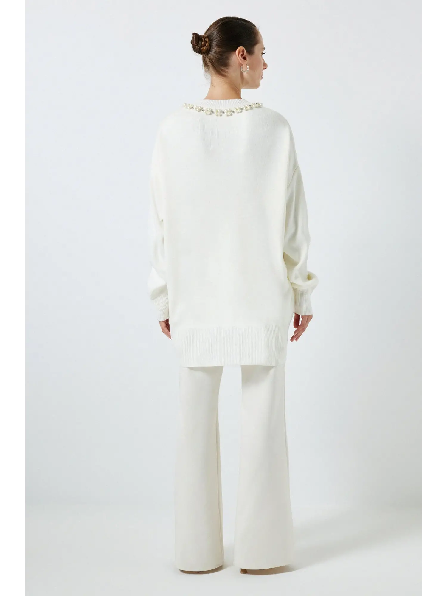 Touche Yakası İncili Triko Kazak 24F1XD053