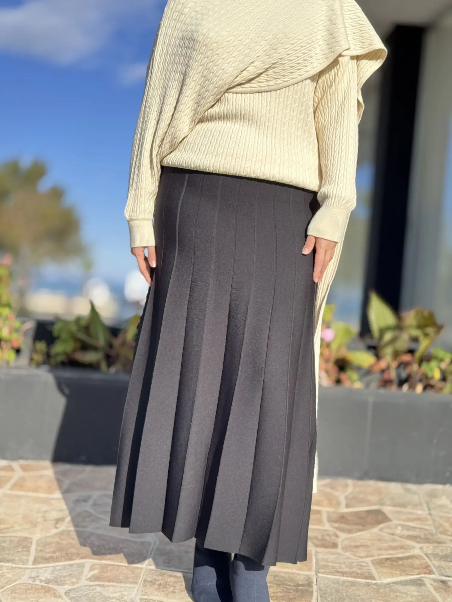 Triko Pliseli Rayon Etek  ETK21976