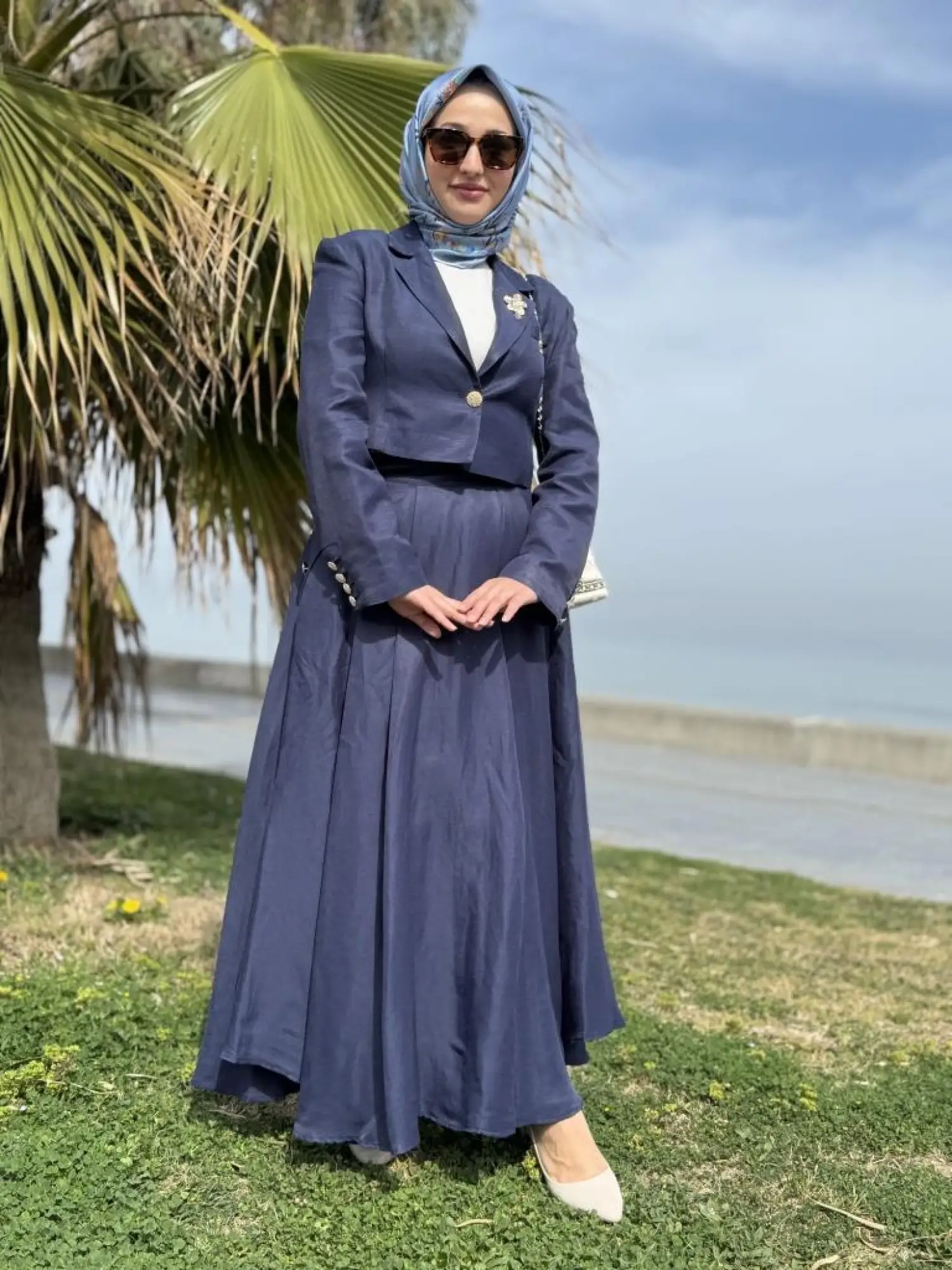 Vuu Crop Ceket Kloş Etek Takım 25SSV3014