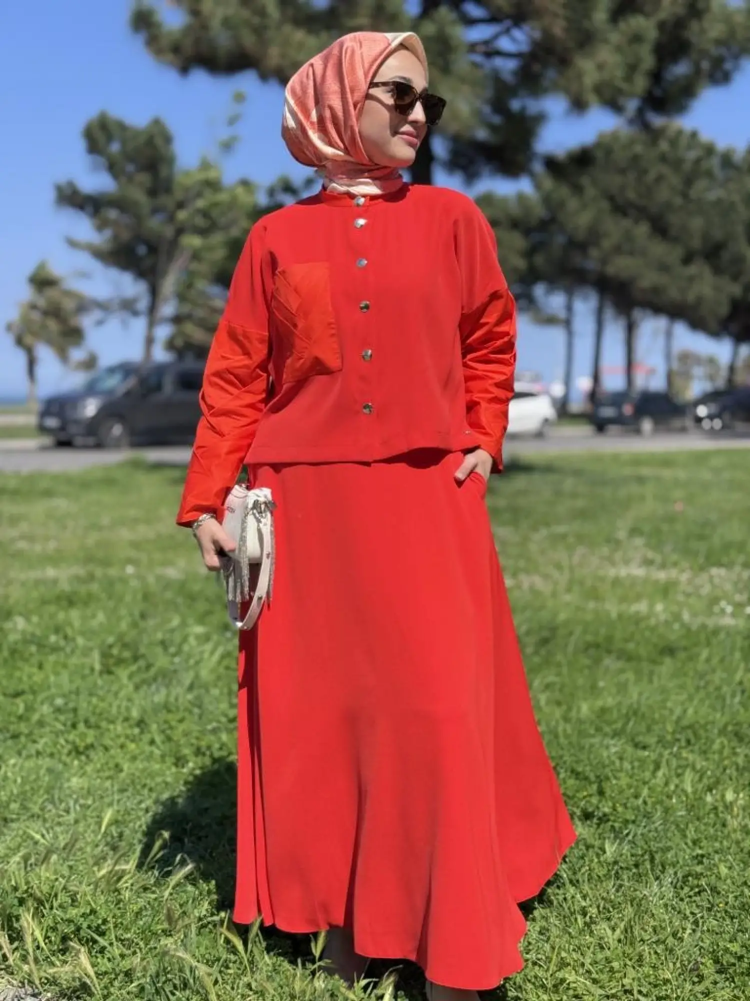 Vuu Hakim Yaka Drape Detaylı Gömlek Etek Takım 25SSVB1024