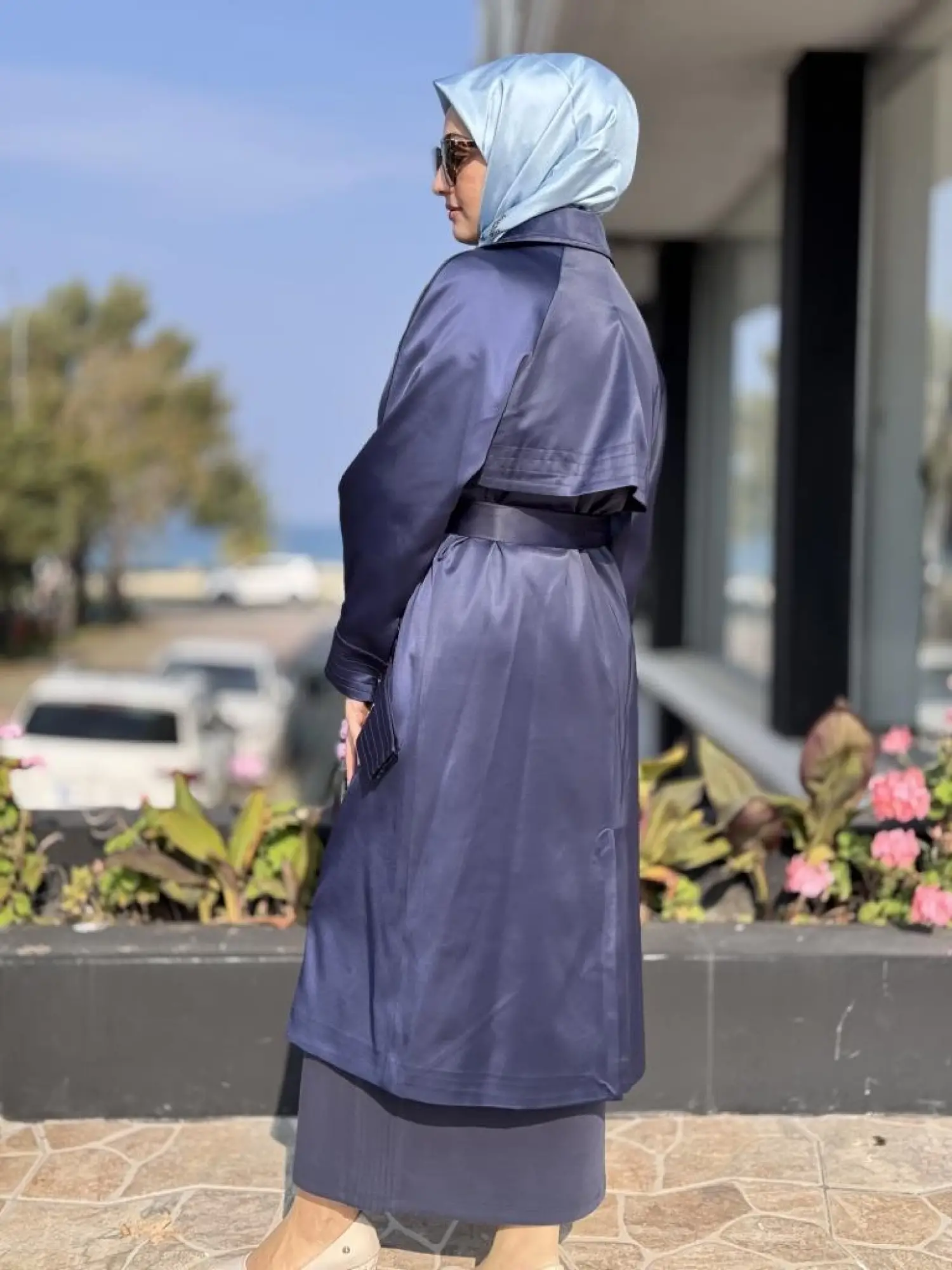 Vuu Süs Dikişli Lacivert Trenchkot