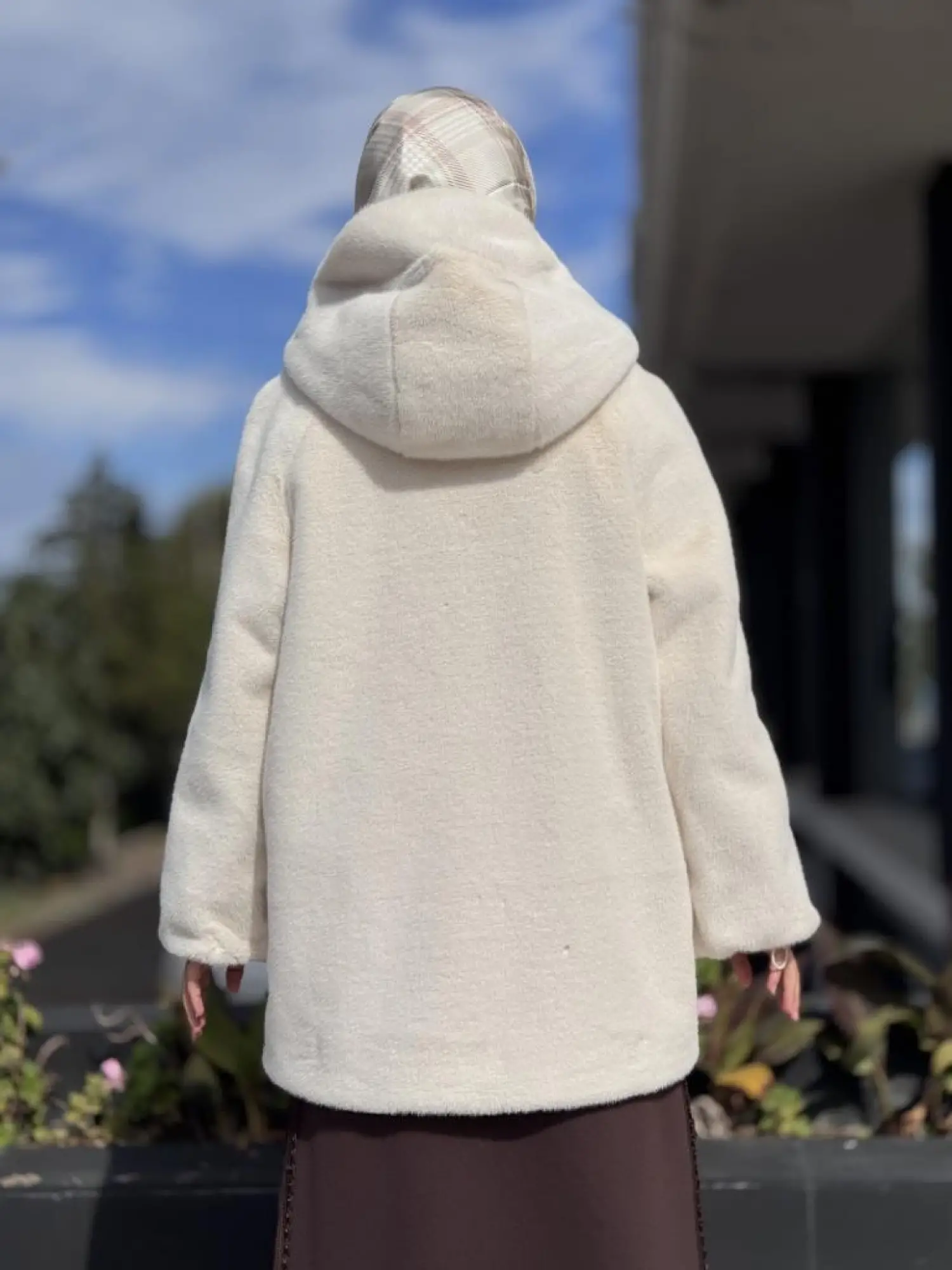 WOM BTQ Fermuarlı Kapüşonlu Kürk Kaban