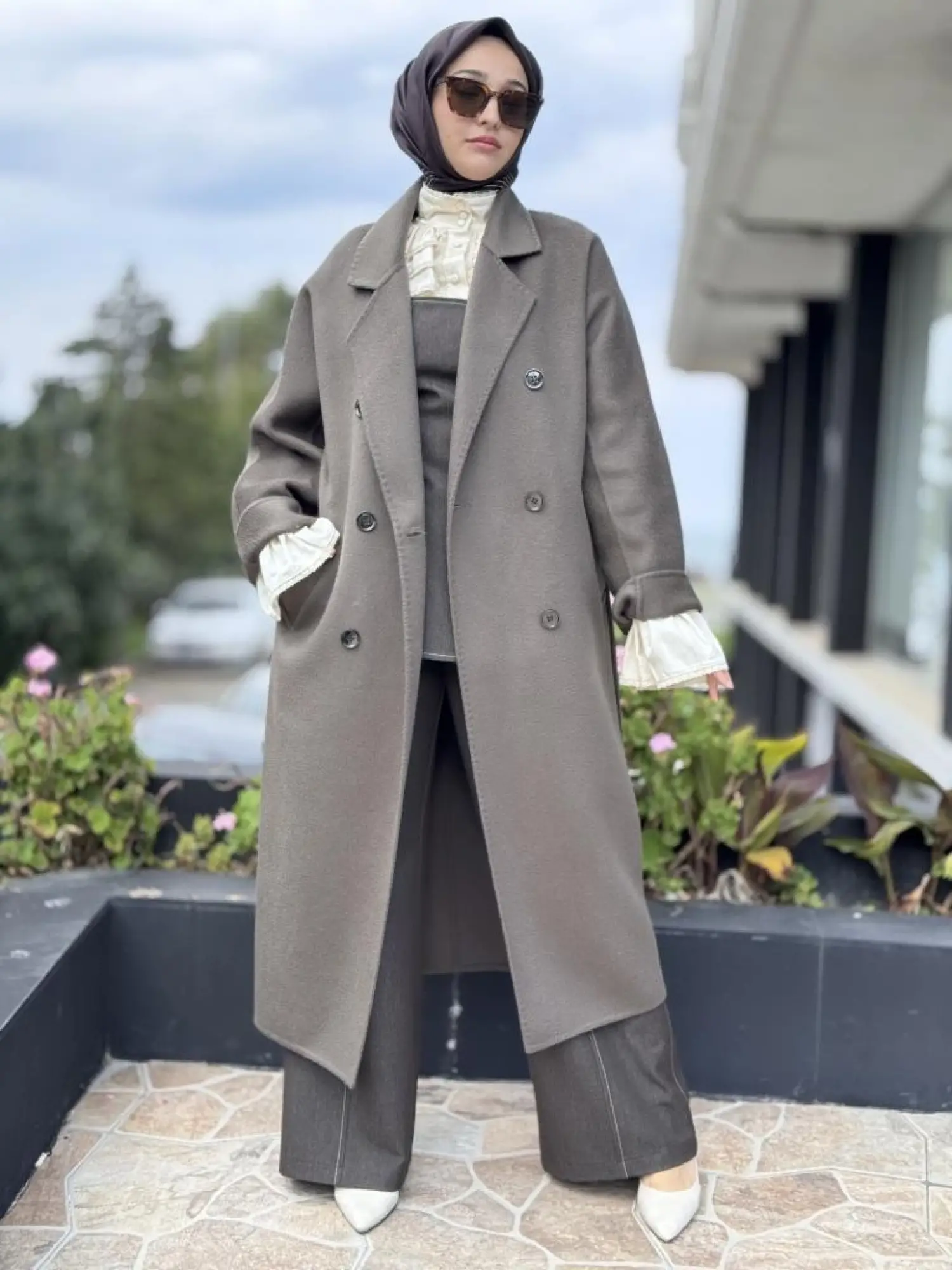 WOM BTQ Hakiki Zibellino Kuşaklı Düğmeli Yün Kaban