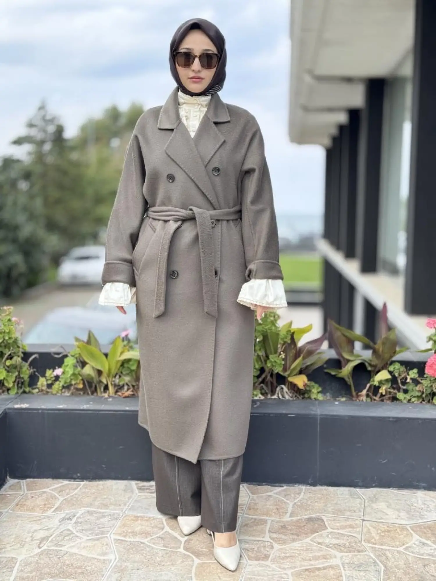 WOM BTQ Hakiki Zibellino Kuşaklı Düğmeli Yün Kaban