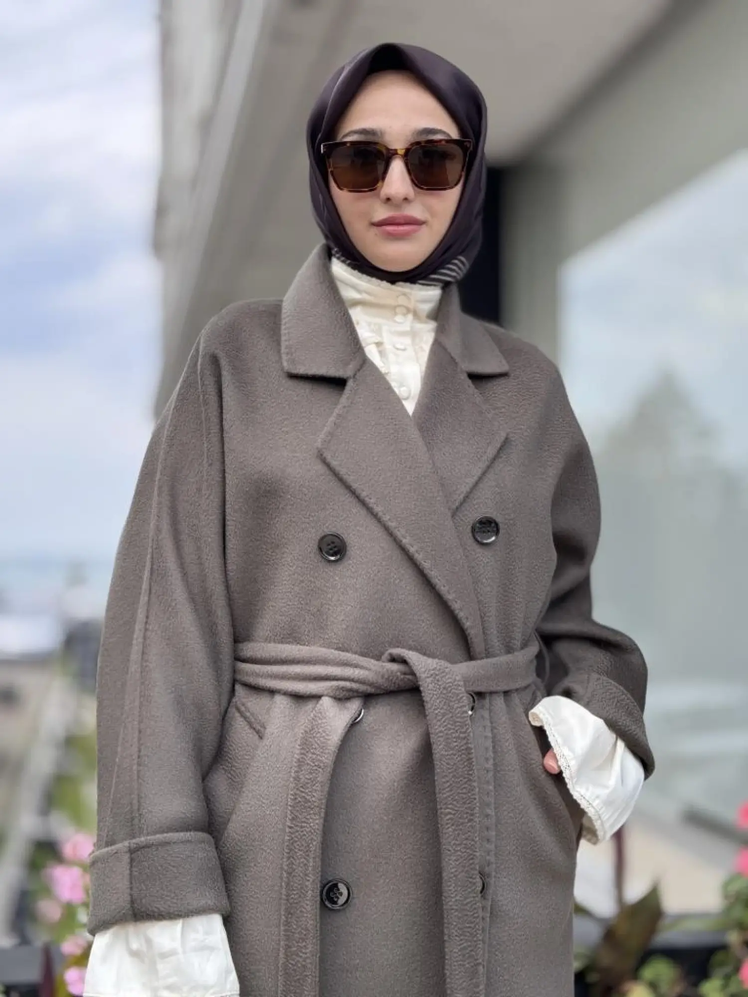 WOM BTQ Hakiki Zibellino Kuşaklı Düğmeli Yün Kaban