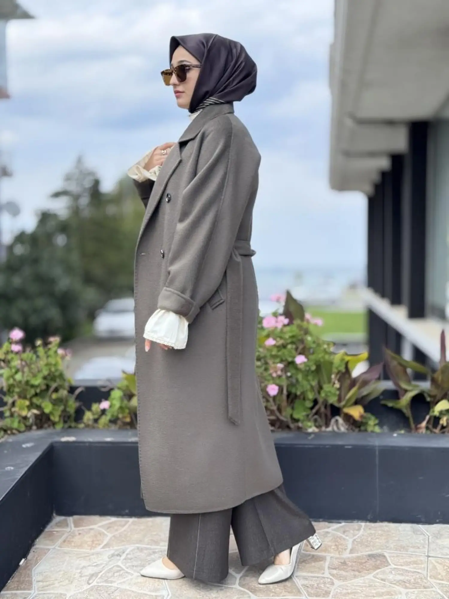 WOM BTQ Hakiki Zibellino Kuşaklı Düğmeli Yün Kaban