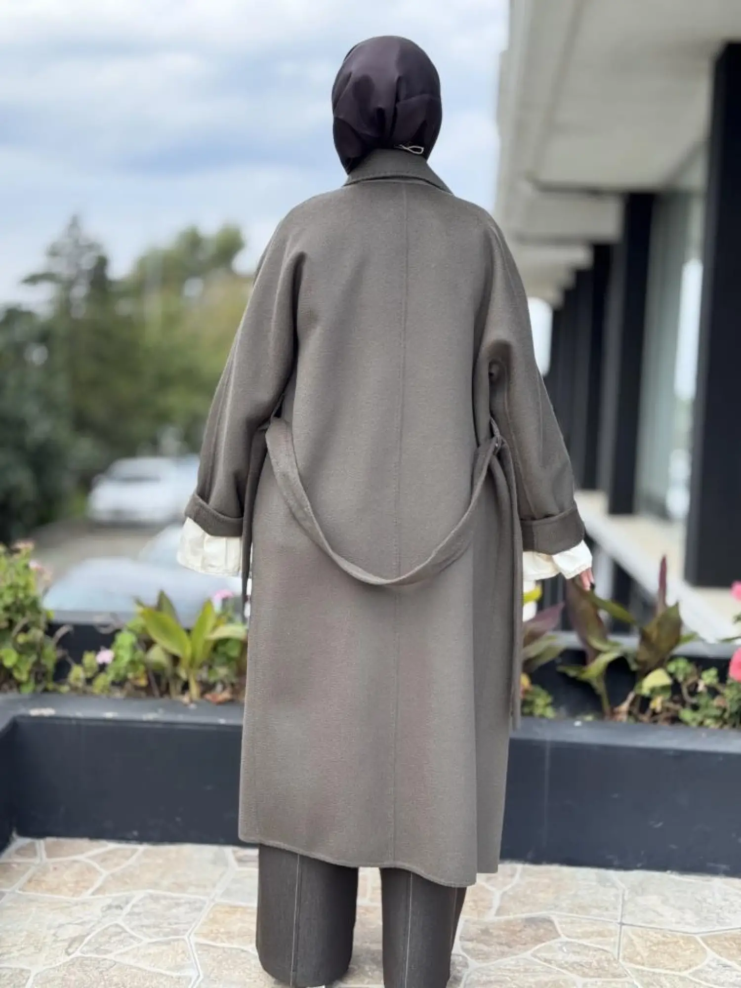 WOM BTQ Hakiki Zibellino Kuşaklı Düğmeli Yün Kaban