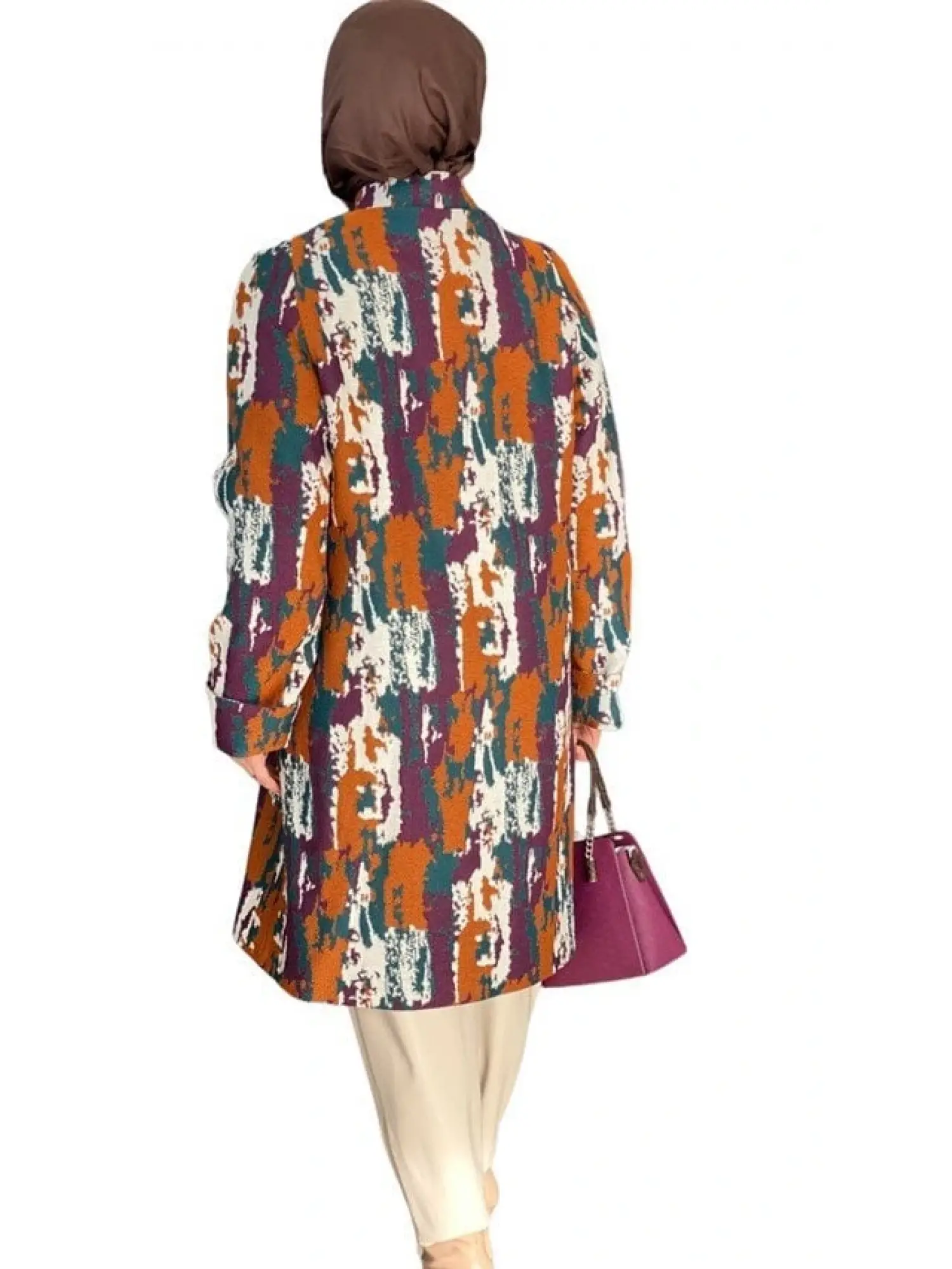 ZEMS Renkli Desenli Uzun Ceket (3059)