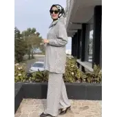 Sırtı Boncuk Detaylı Seyyar Kürk Detaylı Kap Pantolon Takım WAC92033