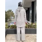 Sırtı Boncuk Detaylı Seyyar Kürk Detaylı Kap Pantolon Takım WAC92033