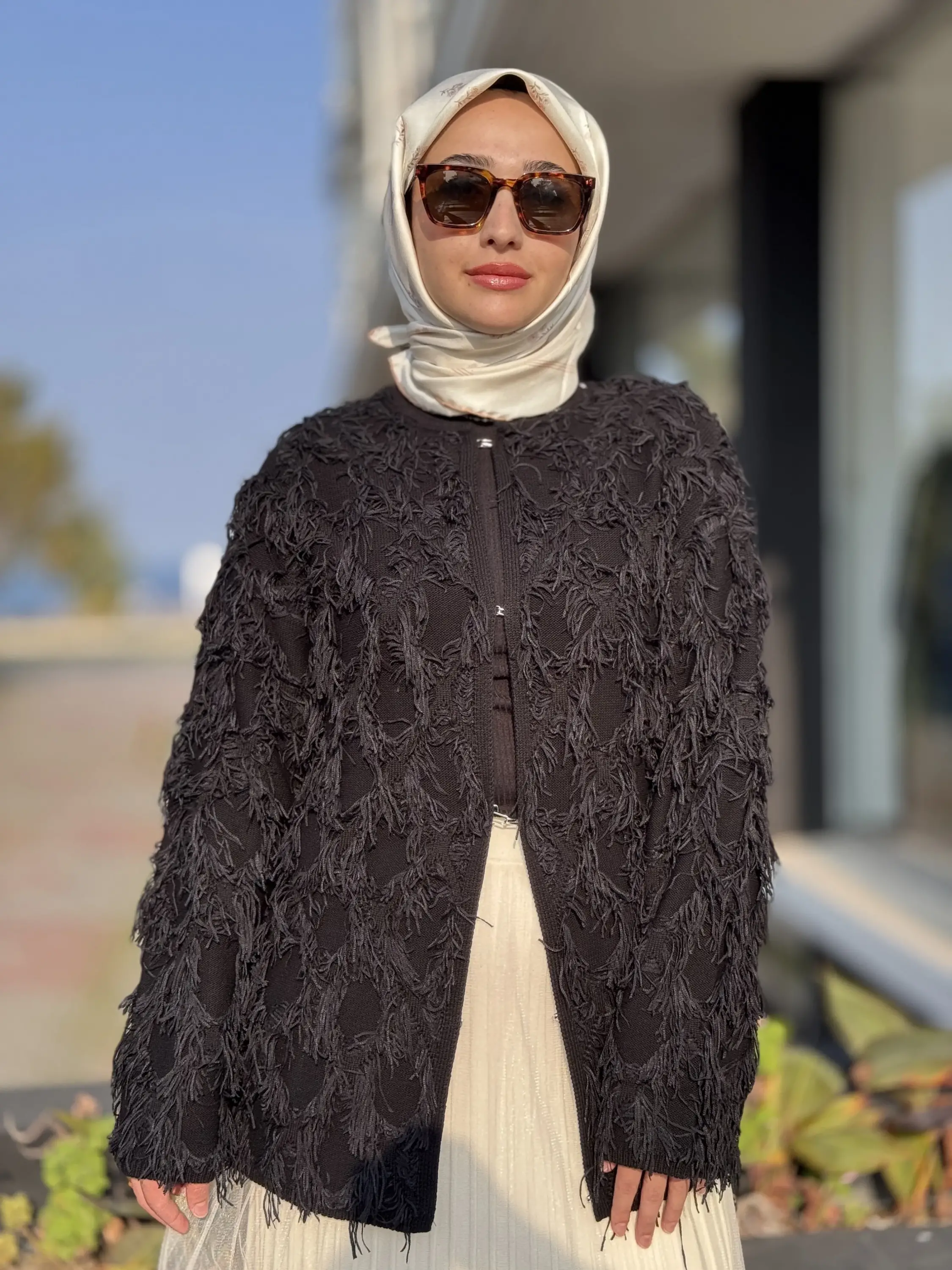 Ghisa Saçaklı Örme Triko Ceket G3309