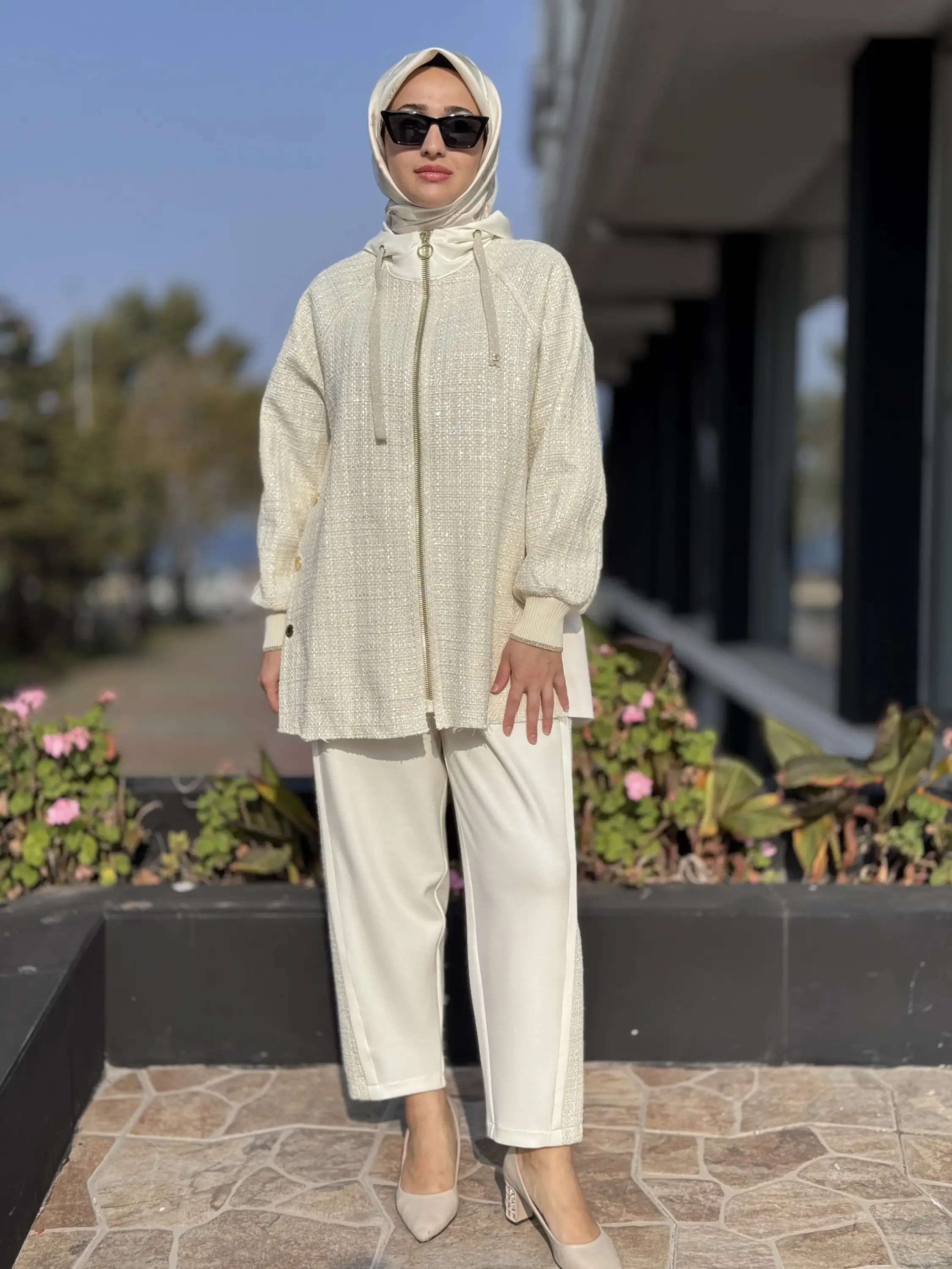 Ghisa Tüvit Kumaş Detaylı Fermuarlı Ceket Pantolon Takım G3300