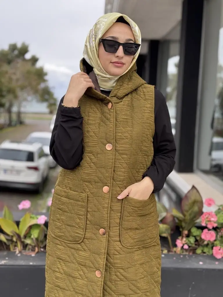 Almarwah Çıtçıt Kapamalı Cepli Kapitone Yelek 505329