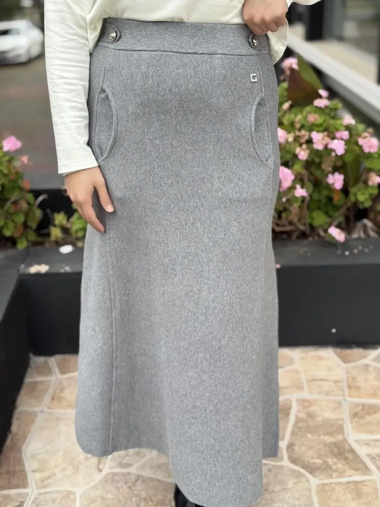 Ghisa Cep Detaylı Örme Triko Etek G5344