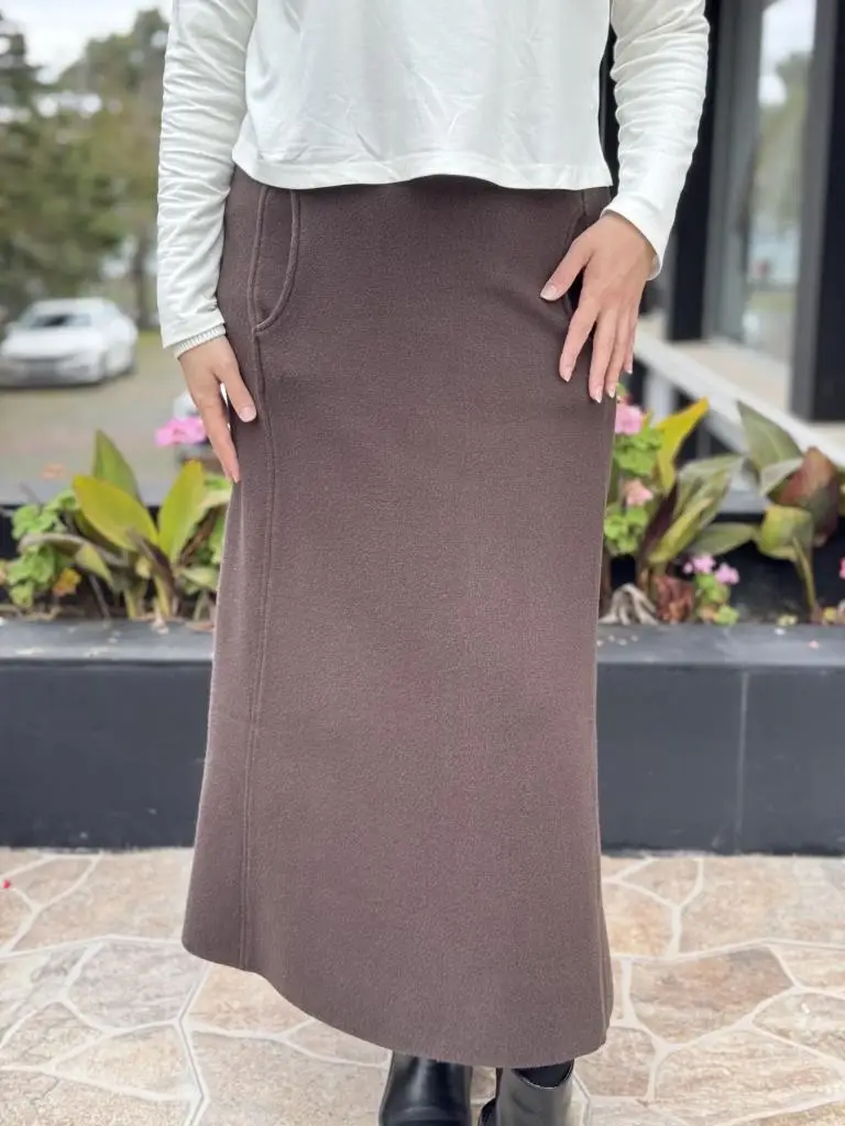 Ghisa Cep Detaylı Örme Triko Etek G5344