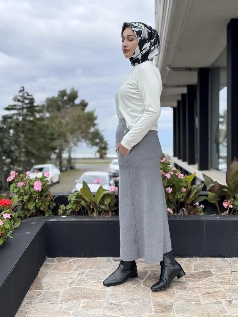 Ghisa Cep Detaylı Örme Triko Etek G5344