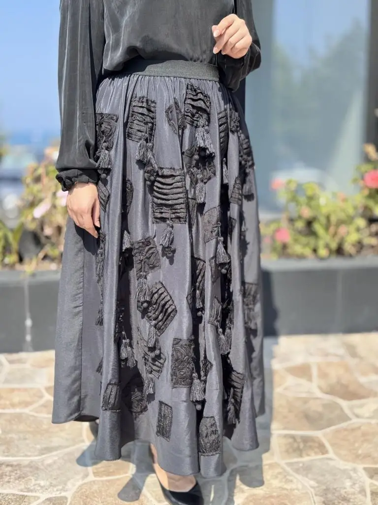 Ghisa Drape Püstül Detaylı Kloş Etek G5311