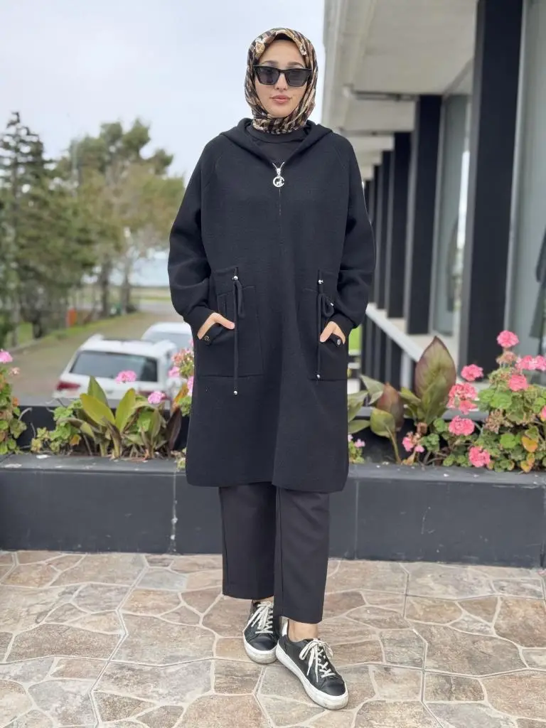 Ghisa Fermuarlı Kapüşonlu Kaban 6545