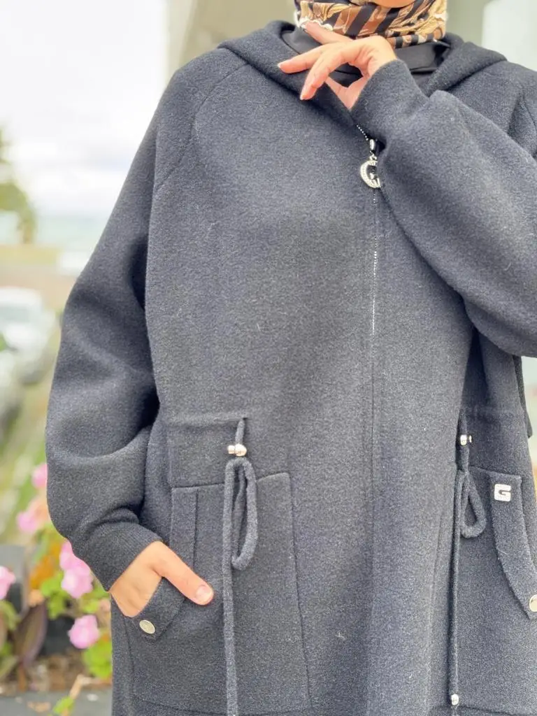 Ghisa Fermuarlı Kapüşonlu Kaban 6545