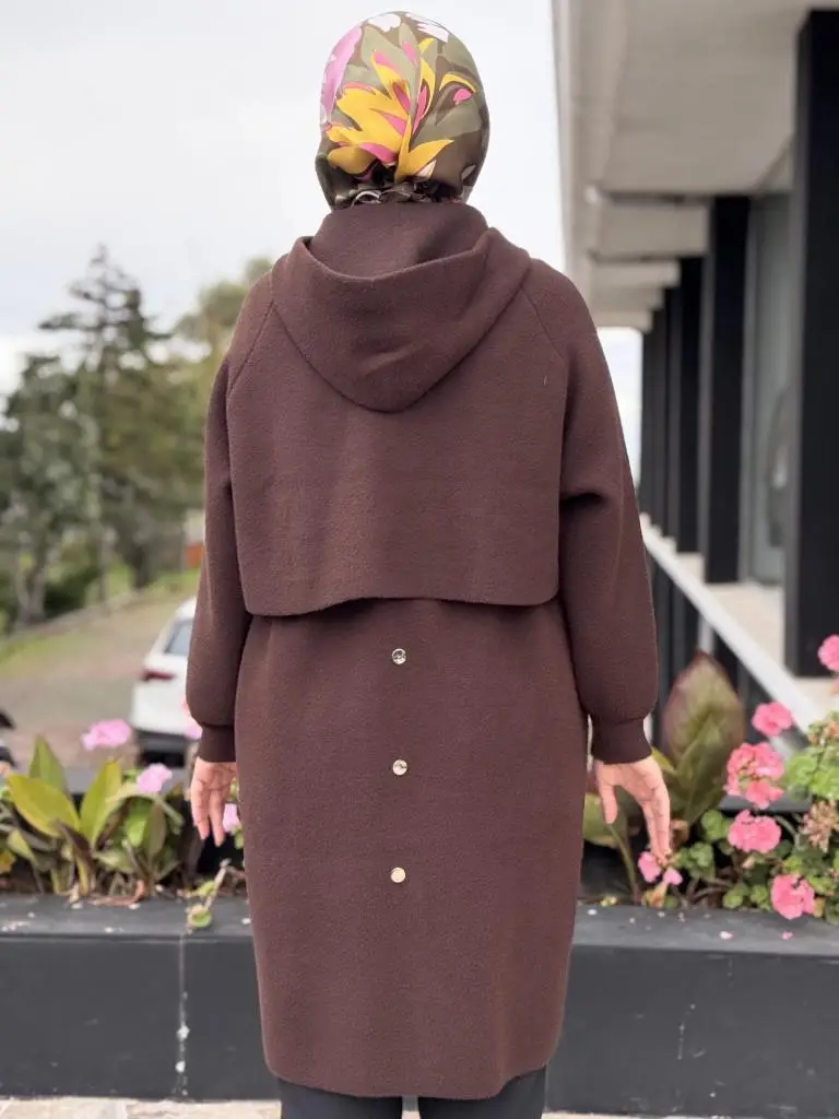 Ghisa Fermuarlı Kapüşonlu Kaban 6545