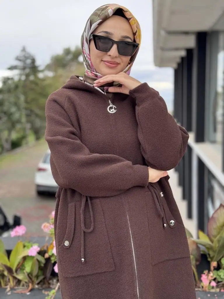 Ghisa Fermuarlı Kapüşonlu Kaban 6545