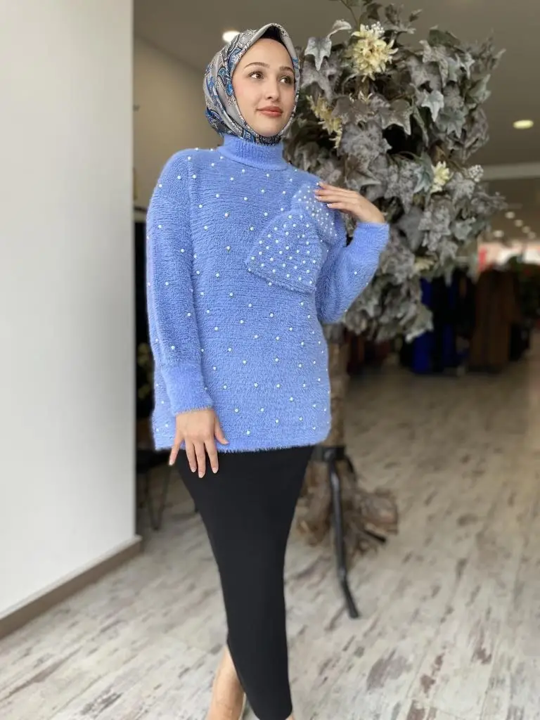 Ghisa Fiyonk Ve İnci Detaylı Tunik G4750