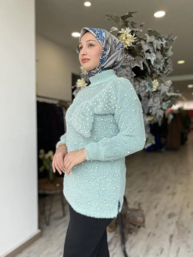 Ghisa Fiyonk Ve İnci Detaylı Tunik G4750