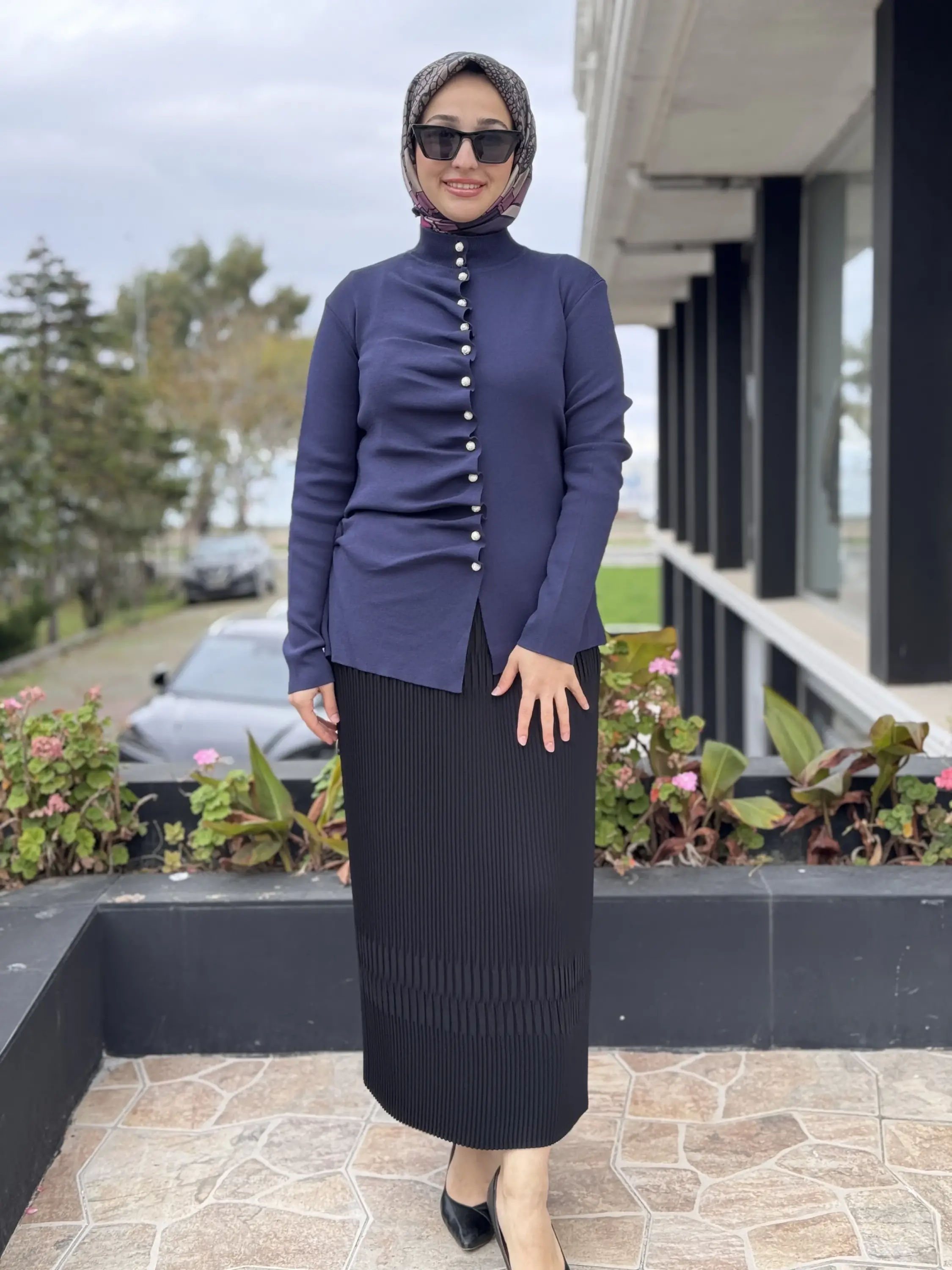 Ghisa İnci Düğme Detaylı Büzgülü Hırka G3294