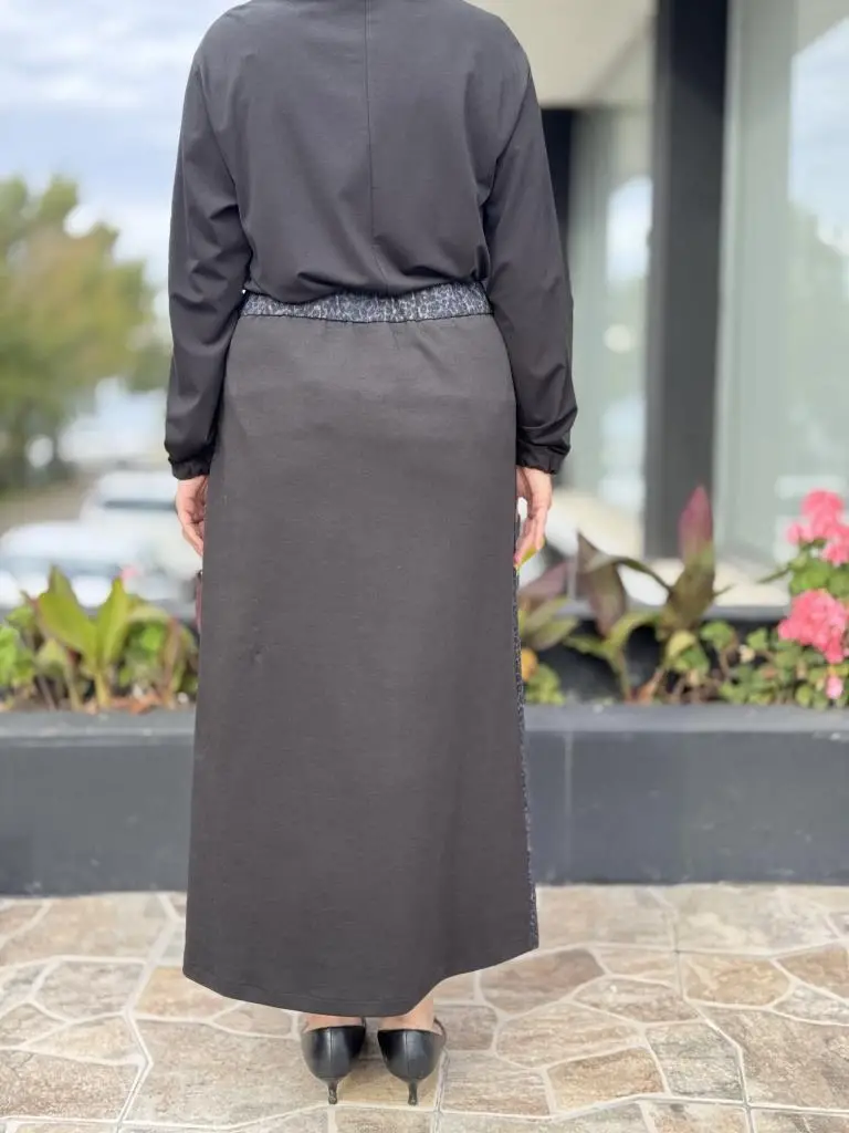 Ghisa Önü Leopar Desenli Fermauar Detaylı Çan Etek G5373