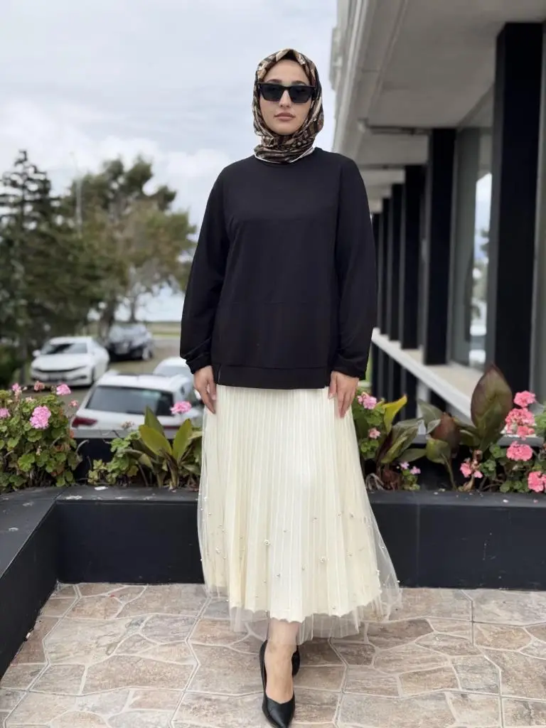 Ghisa Triko Kumaş Mixli Tütü Etek G5343