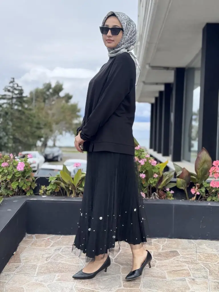 Ghisa Triko Kumaş Mixli Tütü Etek G5343