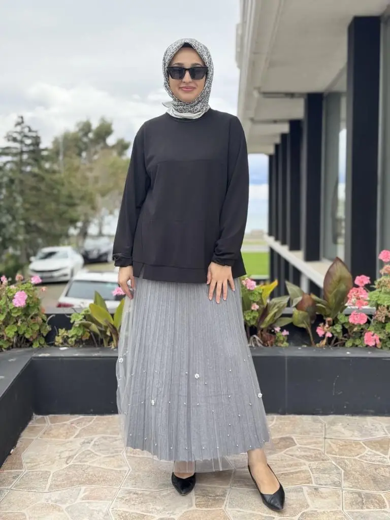 Ghisa Triko Kumaş Mixli Tütü Etek G5343