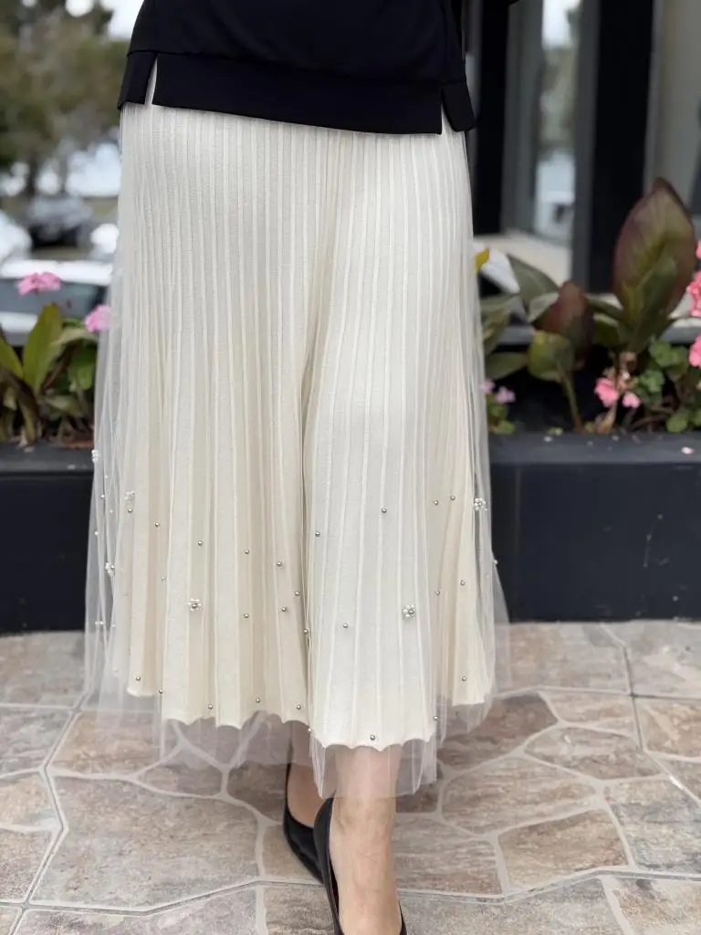 Ghisa Triko Kumaş Mixli Tütü Etek G5343