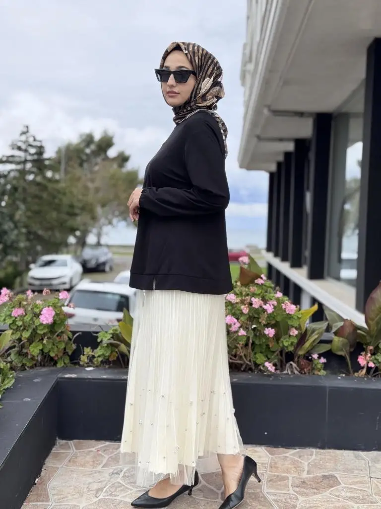 Ghisa Triko Kumaş Mixli Tütü Etek G5343