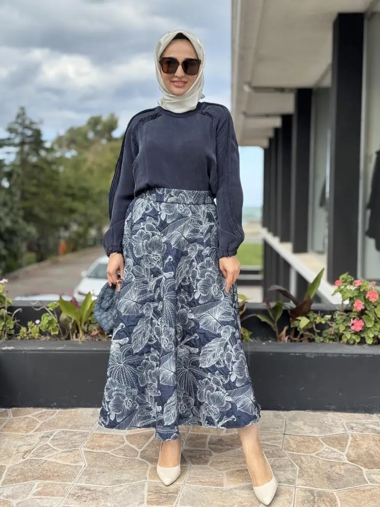 Kahma Florel Desen Kapitone Etek