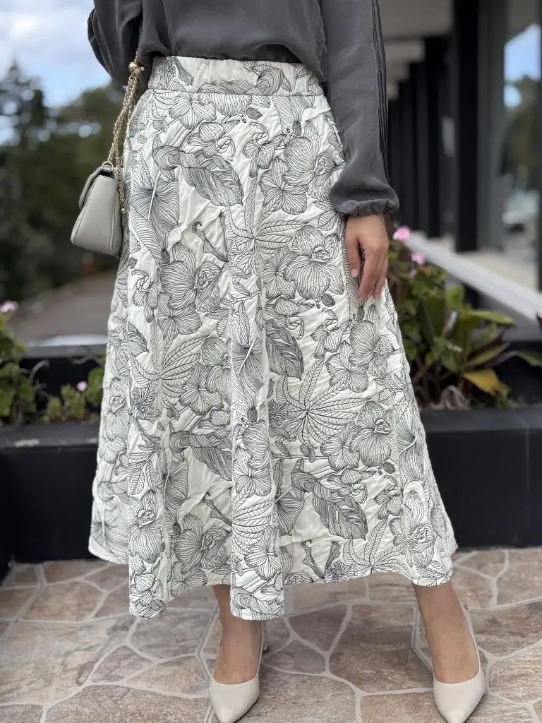 Kahma Florel Desen Kapitone Etek