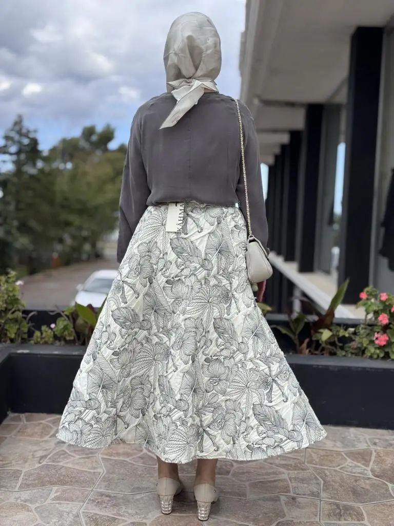 Kahma Florel Desen Kapitone Etek