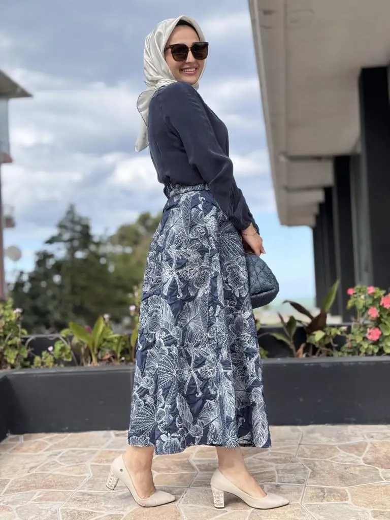 Kahma Florel Desen Kapitone Etek