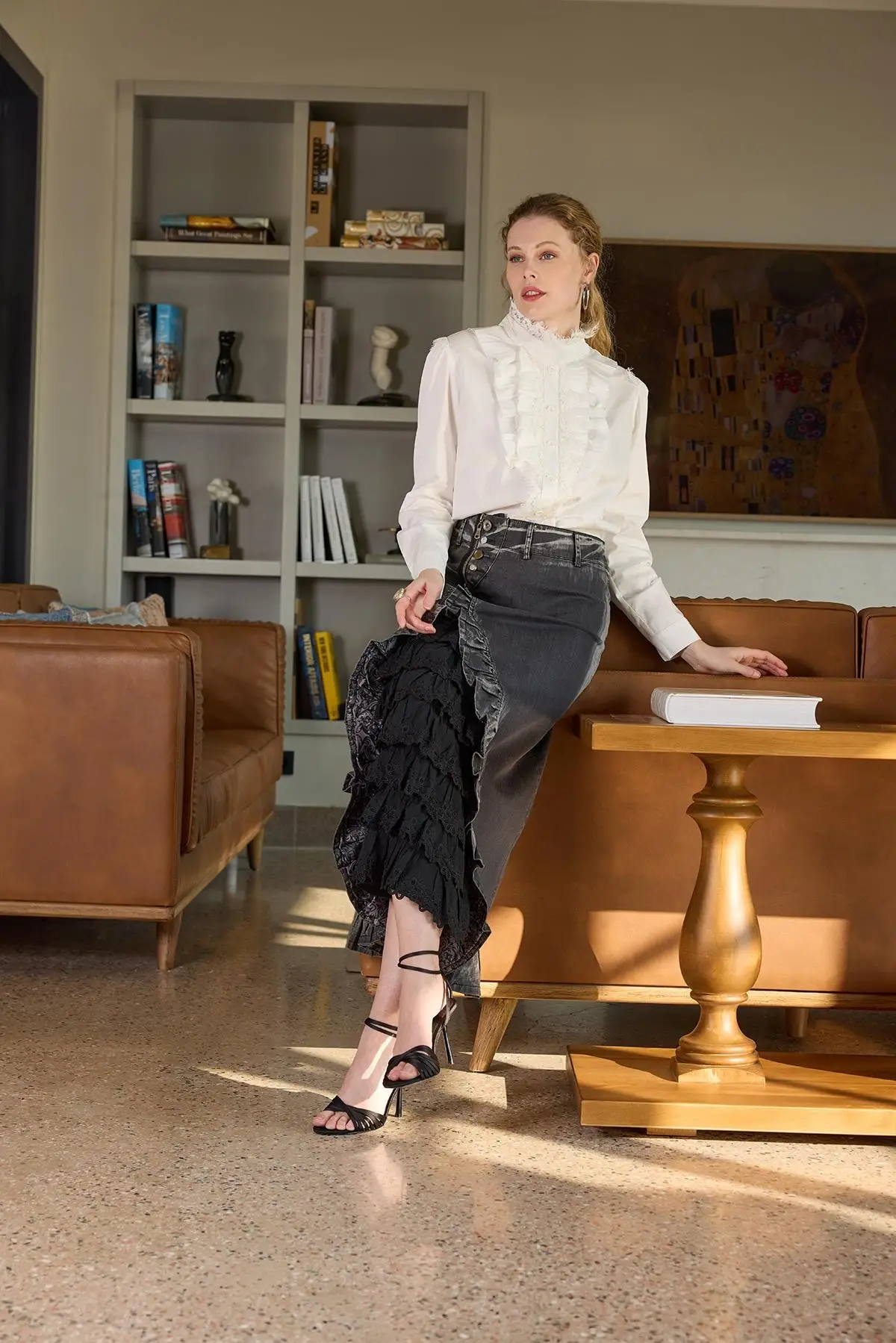 Misswhence Güpür Detaylı Fermuarlı Kot Etek 35900