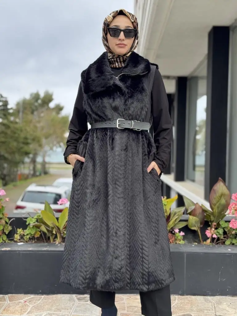 Misswhence Kapitone Detaylı Uzun Kürk Yelek 38700