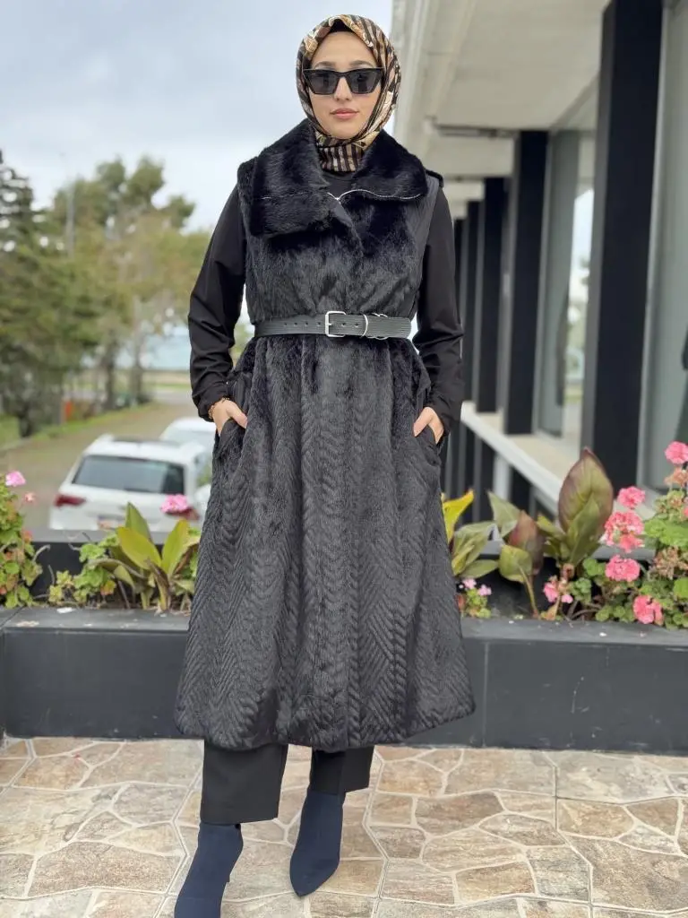 Misswhence Kapitone Detaylı Uzun Kürk Yelek 38700