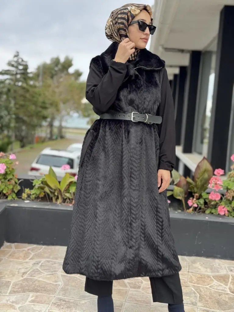 Misswhence Kapitone Detaylı Uzun Kürk Yelek 38700