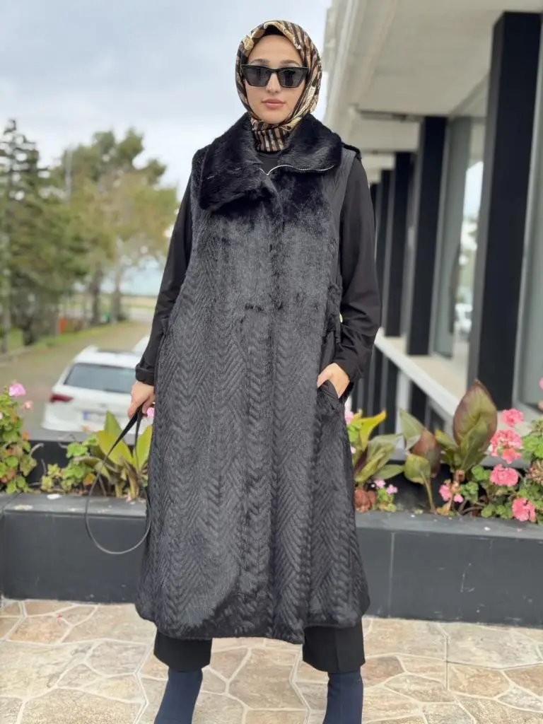 Misswhence Kapitone Detaylı Uzun Kürk Yelek 38700